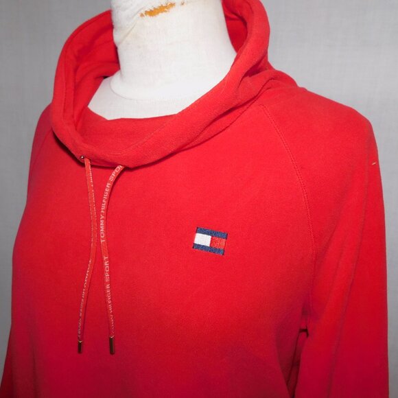Tommy Hilfiger Sport Womens L Red Cowl neck Pullover Fleece Sweater - Picture 3 of 9